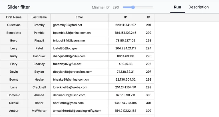 A screenshot of /showcase/idfilter/run
